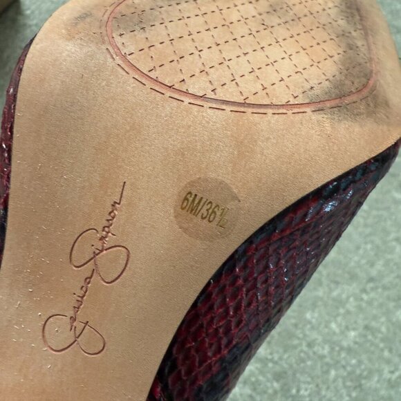 Jessica Simpson Cowgirl Cowboy Red Snake Print Studs Boots Size 6 - Picture 8 of 10